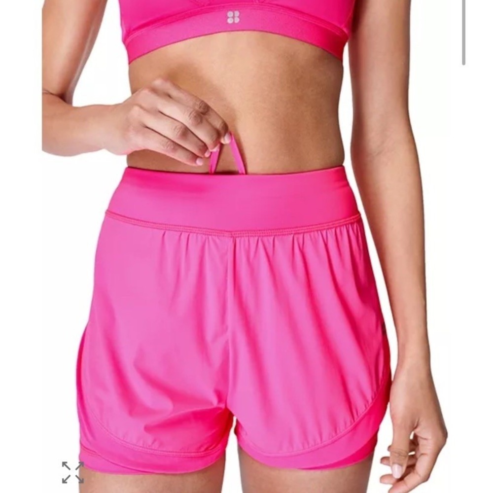 Sweaty Betty Training Day Shorts Sz 4 Hot Pink Lined Athletic Performance 2"